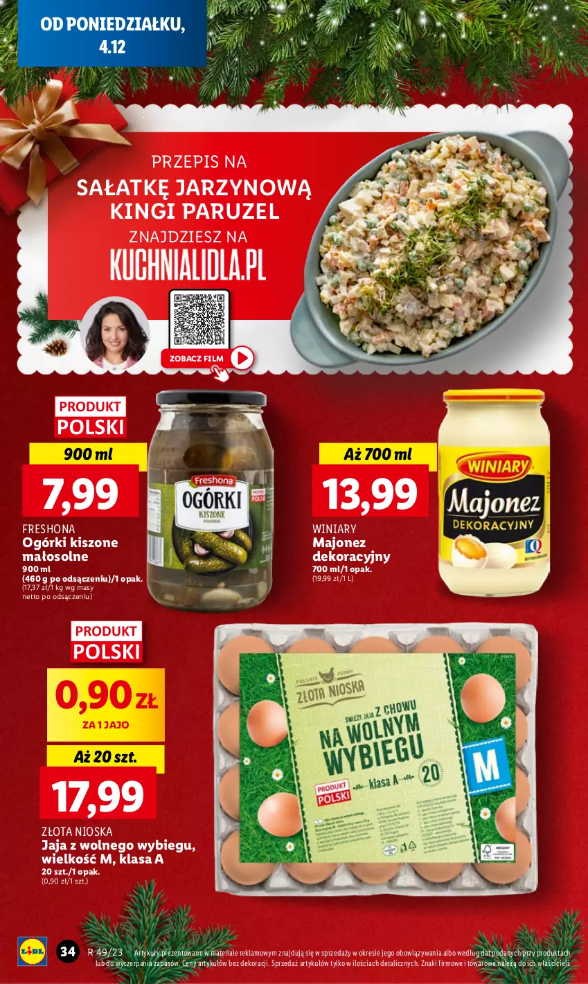 Gazetka promocyjna Lidl - GAZETKA - ważna 04.12 do 06.12.2023 - strona 40 - produkty: Jaja, Jaja z wolnego wybiegu, Majonez, Sałat, Winiary