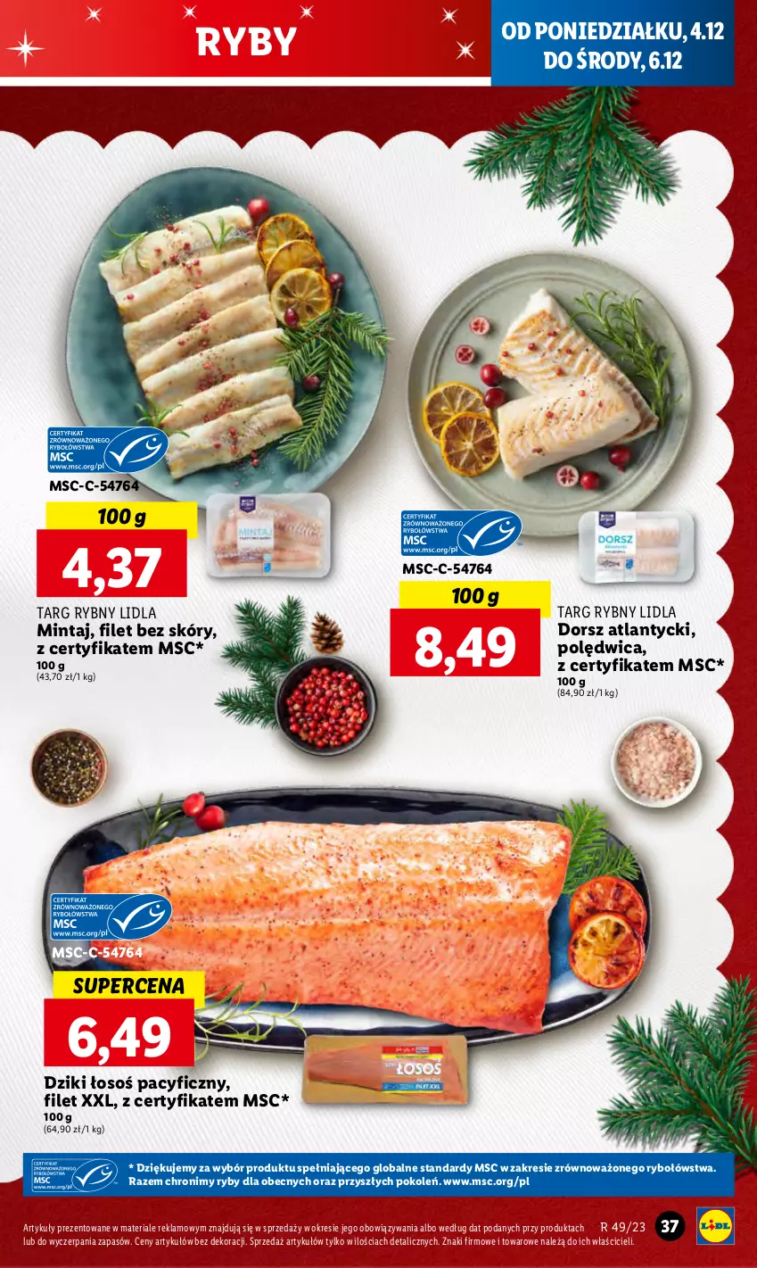 Gazetka promocyjna Lidl - GAZETKA - ważna 04.12 do 06.12.2023 - strona 43 - produkty: Dorsz, Mintaj, Polędwica