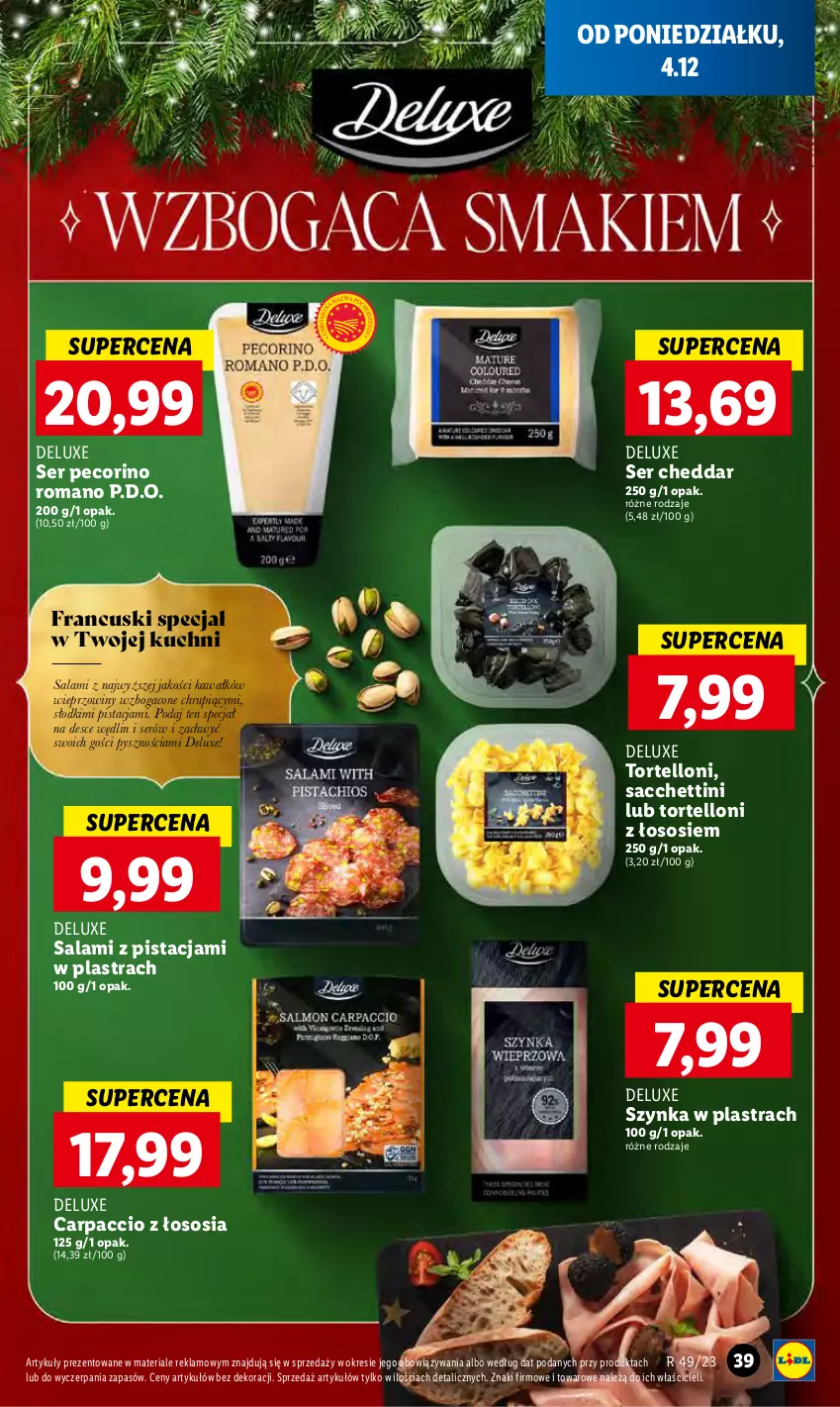 Gazetka promocyjna Lidl - GAZETKA - ważna 04.12 do 06.12.2023 - strona 45 - produkty: Carpaccio, Cheddar, Kawa, Pecorino, Salami, Ser, Sos, Szynka, Tortelloni