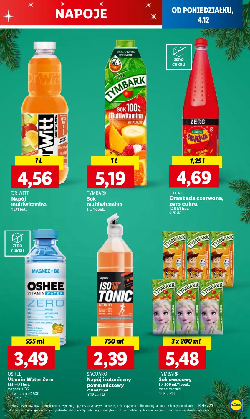 Gazetka promocyjna Lidl - GAZETKA - ważna 04.12 do 06.12.2023 - strona 53 - produkty: Hellena, Magnez, Napój, Napój izotoniczny, Napoje, Oranżada, Oshee, Sok, Tymbark