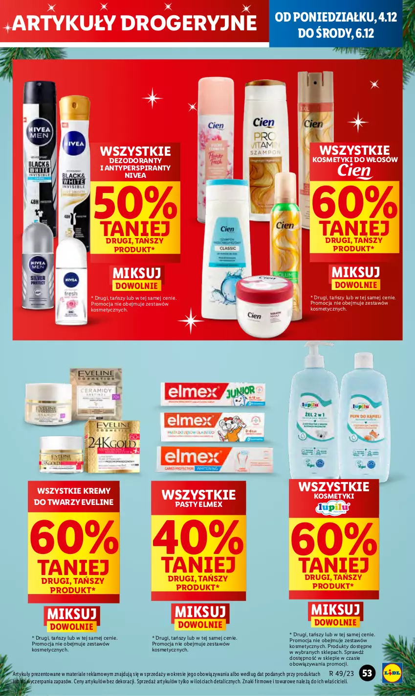 Gazetka promocyjna Lidl - GAZETKA - ważna 04.12 do 06.12.2023 - strona 61 - produkty: Antyperspirant, Dezodorant, Elmex, Eveline, Nivea