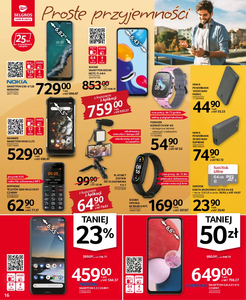 Gazetka promocyjna Selgros - Oferta przemysłowa - ważna 25.08 do 07.09.2022 - strona 16 - produkty: Fa, Gala, Halo, Hama, Lampa, Lampa LED, Mikrofon, MyPhone, Opaska, PLATINET, Powerbank, Redmi Note, Smartfon, Sos, Telefon