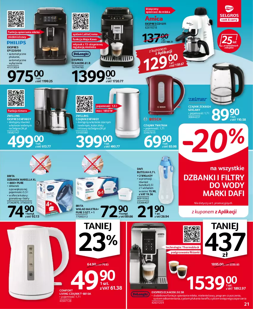 Gazetka promocyjna Selgros - Oferta przemysłowa - ważna 25.08 do 07.09.2022 - strona 21 - produkty: Brit, Brita, Czajnik, Dzbanek, Gra, Granat, Kawa, LG, Młynek, Pur, Top