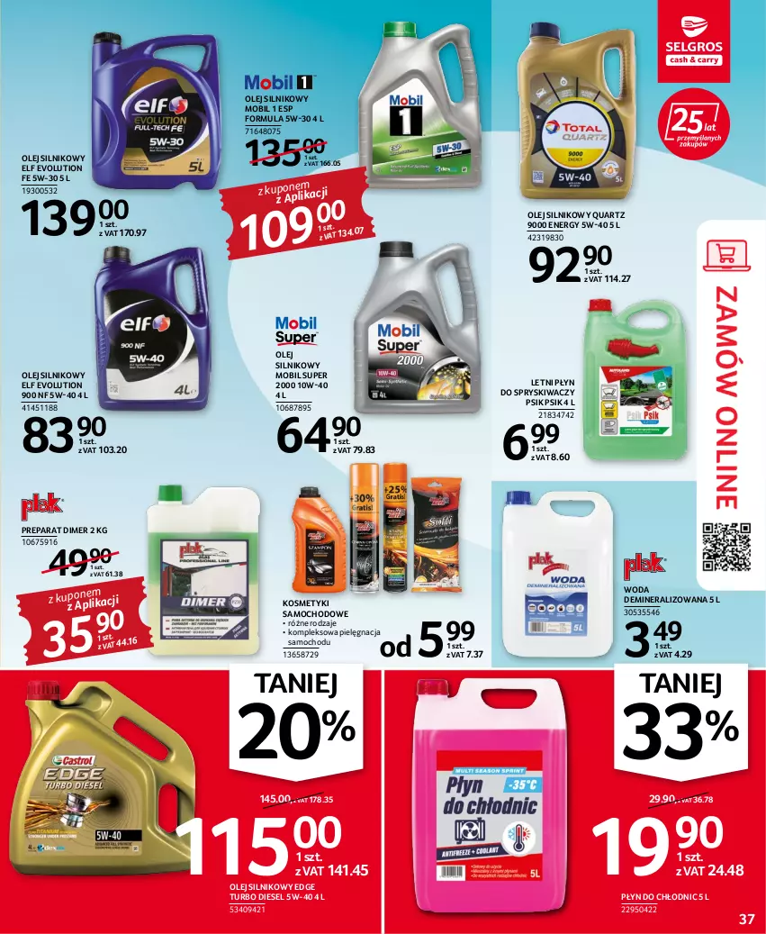 Gazetka promocyjna Selgros - Oferta przemysłowa - ważna 25.08 do 07.09.2022 - strona 37 - produkty: Diesel, Mobil, Olej, Olej silnikowy, Płyn do chłodnic, Płyn do spryskiwaczy, Woda