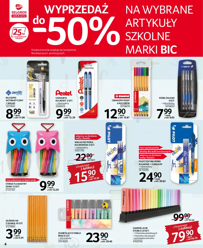 Gazetka promocyjna Selgros - Oferta przemysłowa - ważna 25.08 do 07.09.2022 - strona 4 - produkty: BIC, Biurko, Długopis, Flamastry, Pióra kulkowego, Por, Tusz