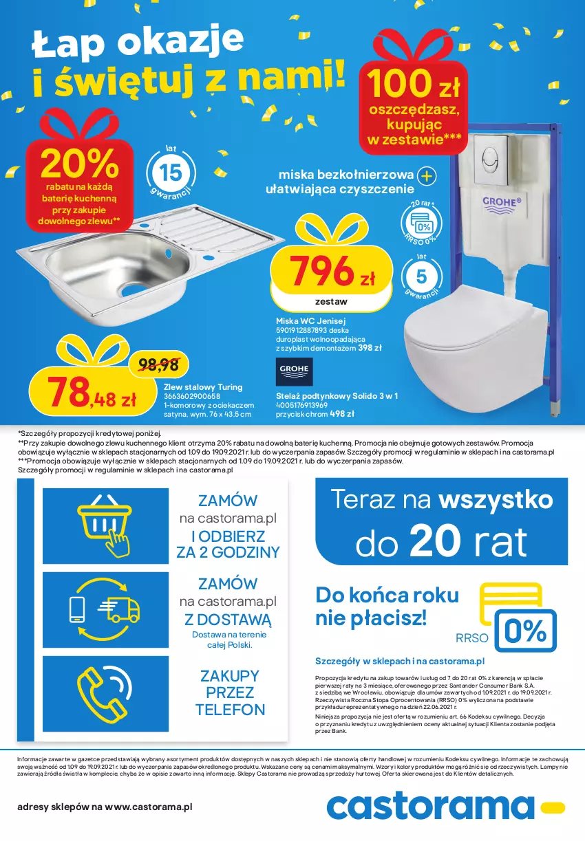 Gazetka promocyjna Castorama - Gazetka Castorama - ważna 01.09 do 19.09.2021 - strona 16 - produkty: Astor, Dres, Miska, Ociekacz, Rama, Telefon, Tera, Top, Zlew, Zlew stalowy