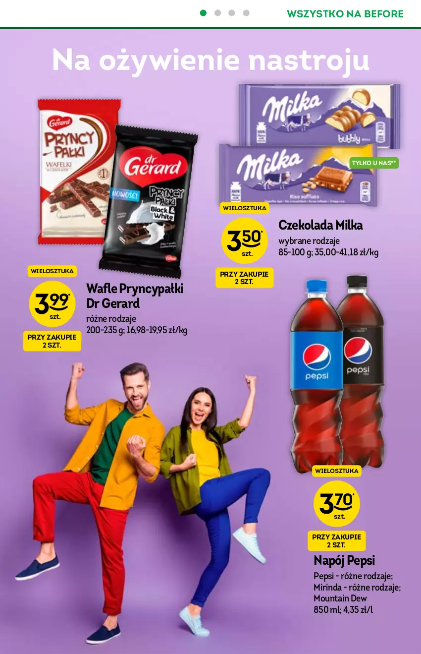 Gazetka promocyjna Żabka - ważna 15.09 do 21.09.2021 - strona 22 - produkty: Czekolada, Dr Gerard, Milka, Mirinda, Napój, O nas, Pepsi, Wafle