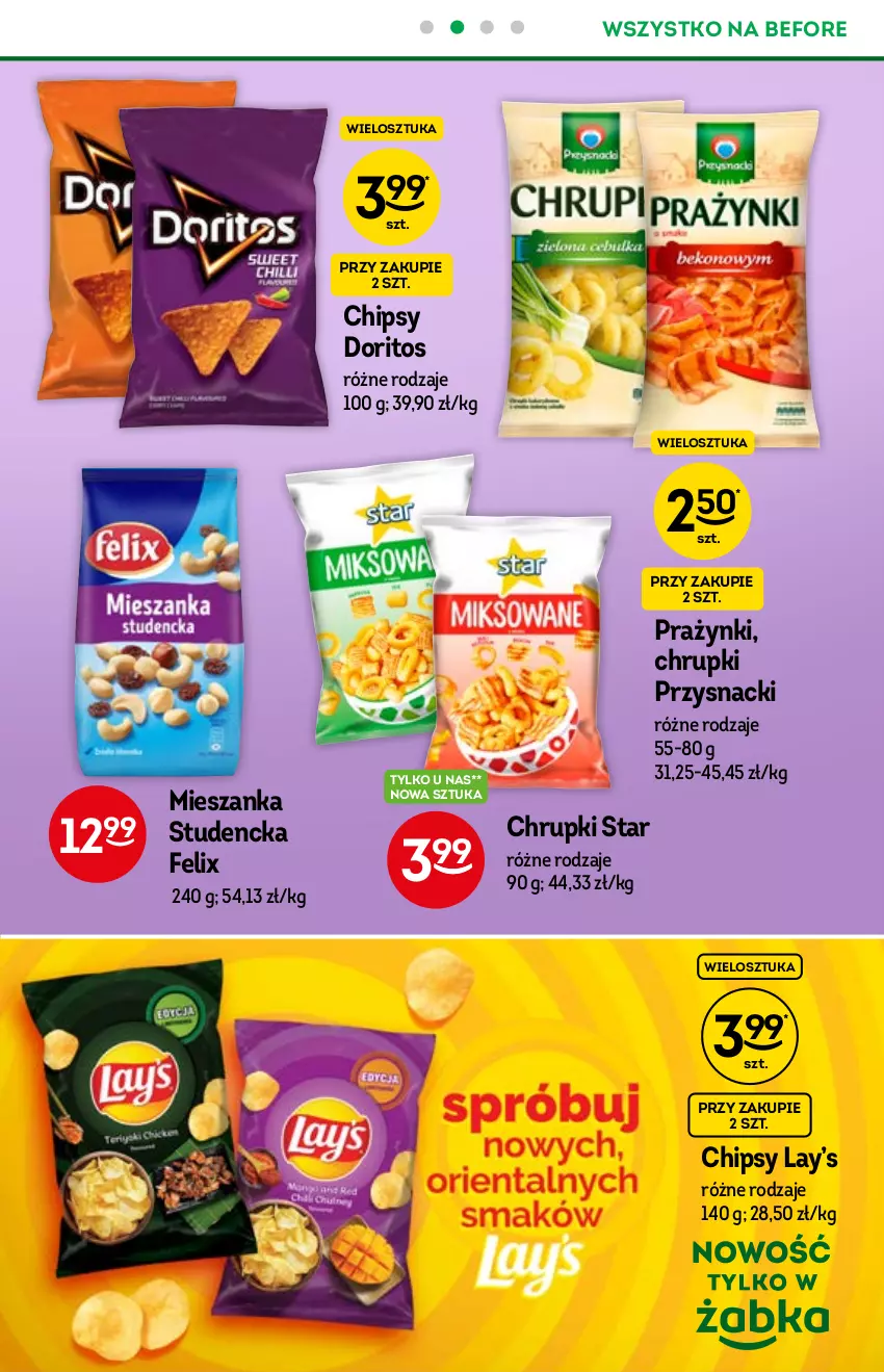 Gazetka promocyjna Żabka - ważna 15.09 do 21.09.2021 - strona 23 - produkty: Chipsy, Chrupki, Felix, Lay’s, Mieszanka studencka, O nas, Przysnacki