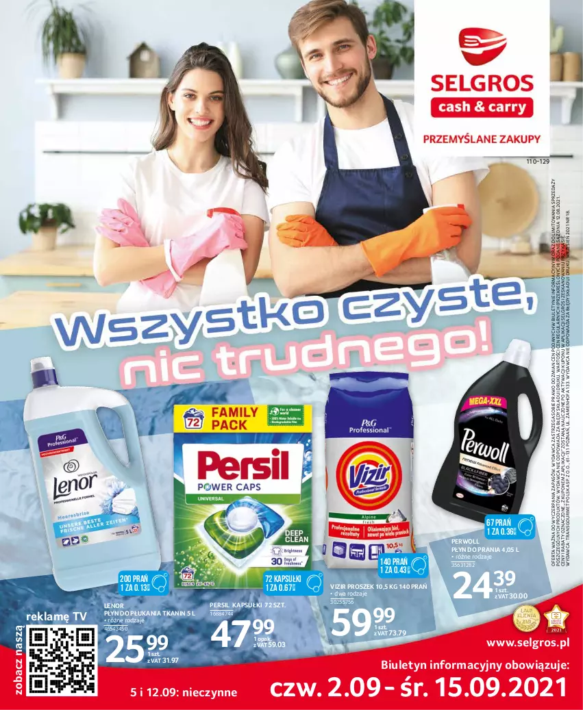 Gazetka promocyjna Selgros - Katalog Sprzątanie - ważna 02.09 do 15.09.2021 - strona 1 - produkty: Fa, Lenor, LG, Persil, Perwoll, Płyn do płukania, Płyn do prania, Tran, Vizir