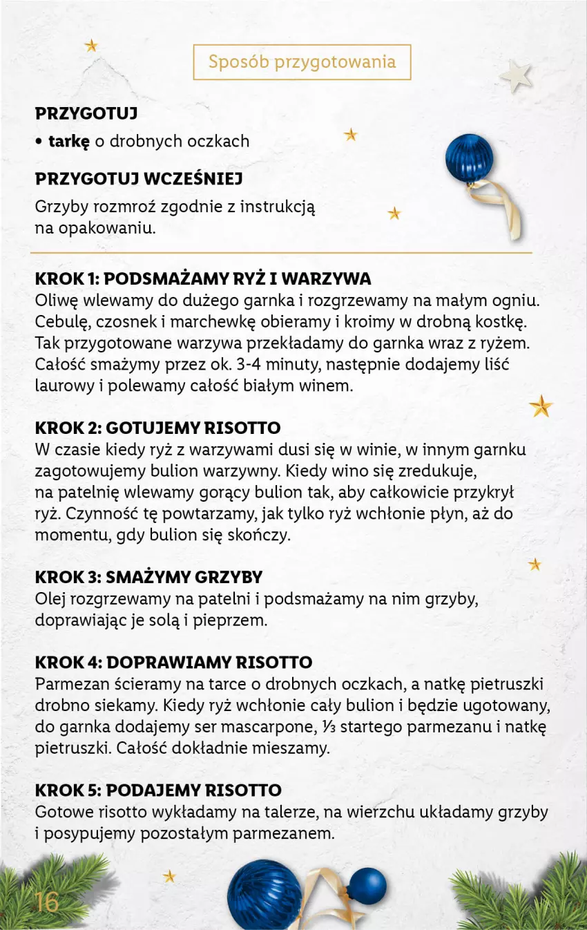 Gazetka promocyjna Lidl - KATALOG DELUXE DIY - ważna 28.11 do 25.12.2022 - strona 16 - produkty: Bulion, Czosnek, Grzyby, Laur, Lion, Mascarpone, Nuty, Olej, Parmezan, Pieprz, Ryż, Ser, Talerz, Warzywa, Wino