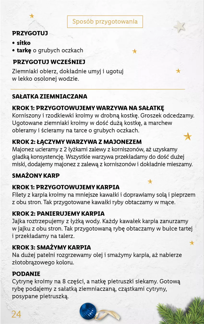 Gazetka promocyjna Lidl - KATALOG DELUXE DIY - ważna 28.11 do 25.12.2022 - strona 24 - produkty: Cytryny, Groszek, Karp, Kawa, Korniszony, Majonez, Olej, Pieprz, Sałat, Sałatka, Sitko, Talerz, Wałek, Warzywa, Ziemniaki