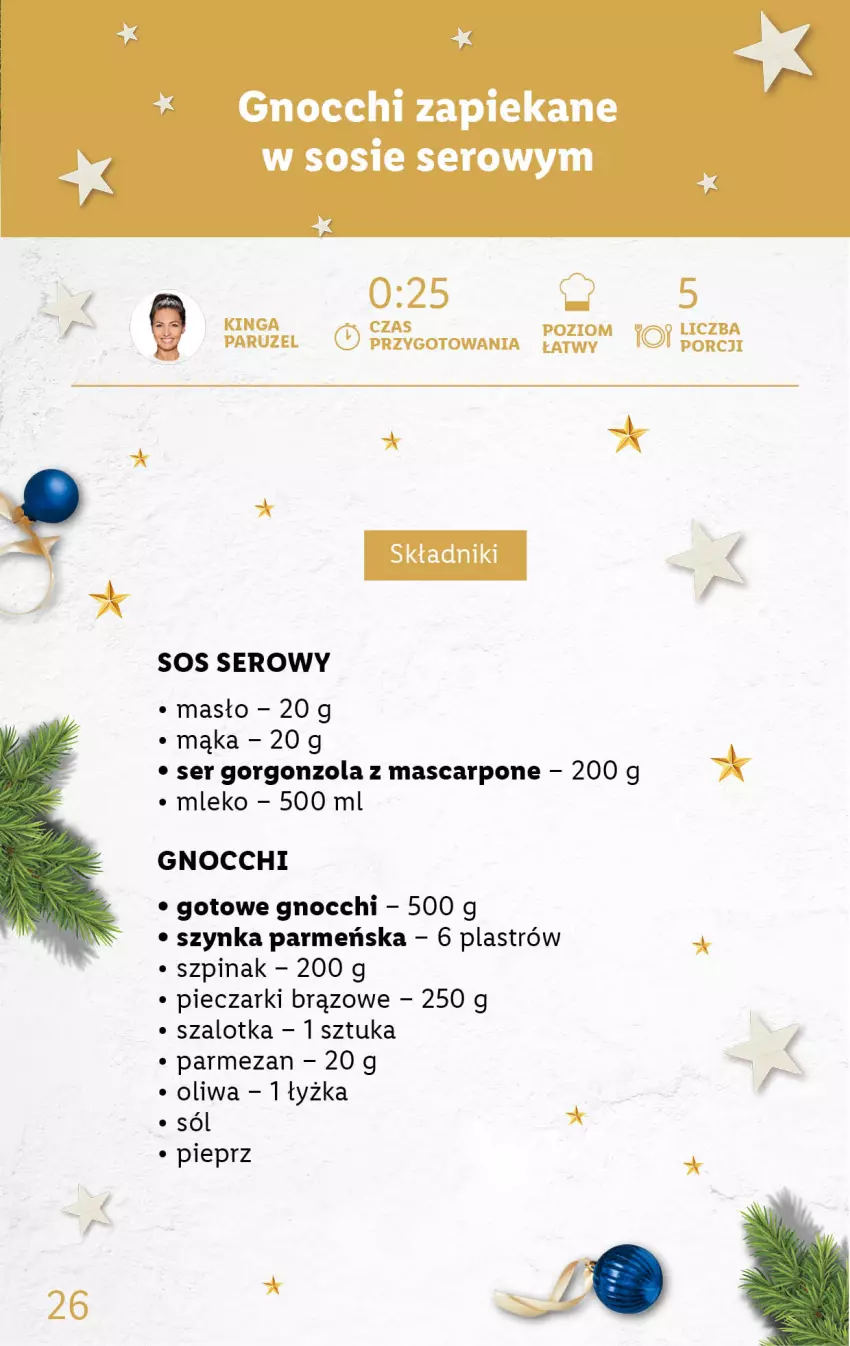 Gazetka promocyjna Lidl - KATALOG DELUXE DIY - ważna 28.11 do 25.12.2022 - strona 26 - produkty: Gnocchi, Gorgonzola, Mąka, Mascarpone, Masło, Mleko, Parmezan, Piec, Pieprz, Por, Ser, Sól, Sos, Szal, Szpinak, Szynka