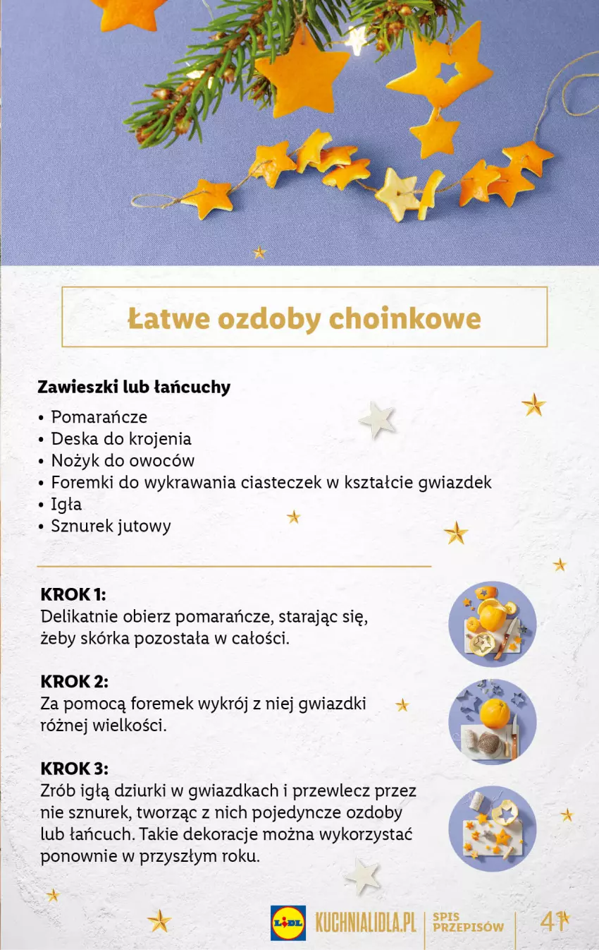 Gazetka promocyjna Lidl - KATALOG DELUXE DIY - ważna 28.11 do 25.12.2022 - strona 41 - produkty: Deska do krojenia, Foremki, Noż, Pomarańcze, Sznurek, Zawieszki