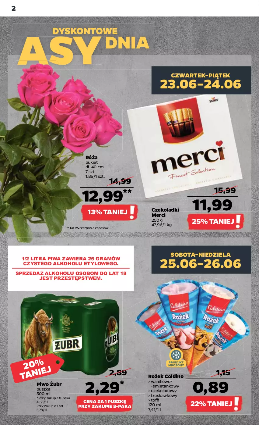 Gazetka promocyjna Netto - Gazetka spożywcza 23.06-29.06 - ważna 23.06 do 29.06.2022 - strona 2 - produkty: Bukiet, Gra, Merci, Piwa, Piwo, Róża