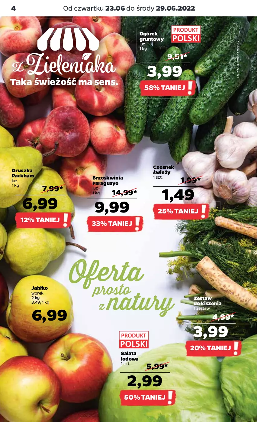 Gazetka promocyjna Netto - Gazetka spożywcza 23.06-29.06 - ważna 23.06 do 29.06.2022 - strona 4 - produkty: Czosnek, Grunt, Ogórek, Sałat, Sałata lodowa