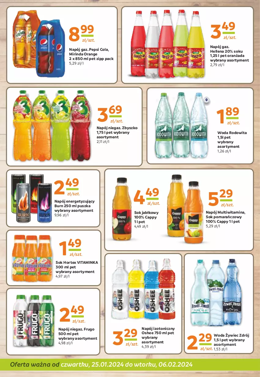 Gazetka promocyjna Gama - Gazetka Gama - ważna 25.01 do 06.02.2024 - strona 10 - produkty: Cappy, Hellena, Hortex, Inka, Mirinda, Napój, Napój izotoniczny, Oranżada, Oshee, Pepsi, Sok, Sok jabłkowy, Sok pomarańczowy, Woda