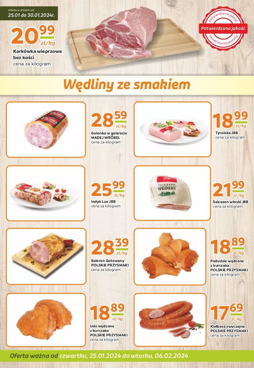 Gazetka promocyjna Gama - Gazetka Gama - ważna 25.01 do 06.02.2024 - strona 2 - produkty: Gala, Gra, Indyk lux, Karkówka wieprzowa, Kiełbasa, Kurczak, Madej Wróbel, Przysmaki, Salceson