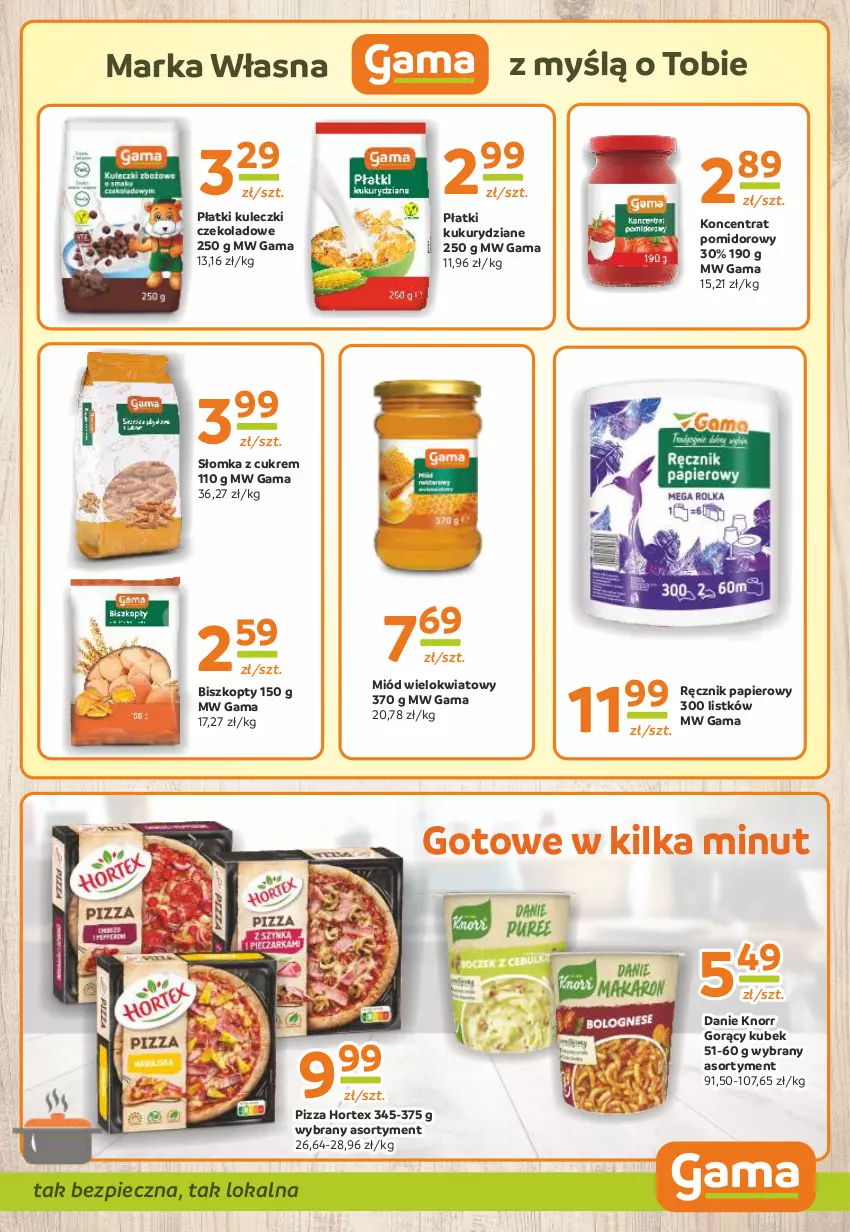 Gazetka promocyjna Gama - Gazetka Gama - ważna 25.01 do 06.02.2024 - strona 7 - produkty: Biszkopty, Hortex, Knorr, Koncentrat pomidorowy, Kubek, Miód, Papier, Piec, Pizza, Ręcznik