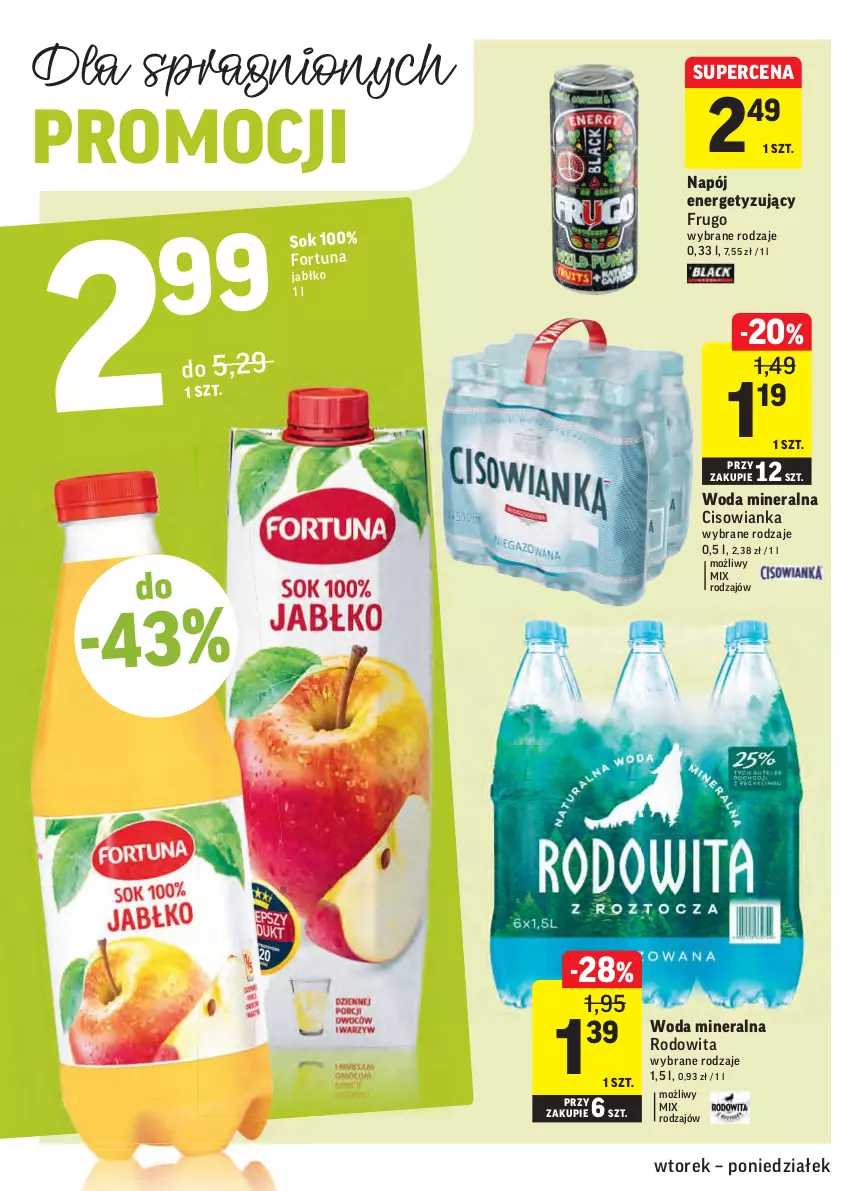 Gazetka promocyjna Intermarche - Gazetka promocyjna - ważna 04.01 do 10.01.2022 - strona 24 - produkty: Cisowianka, Fortuna, Napój, Sok, Woda, Woda mineralna