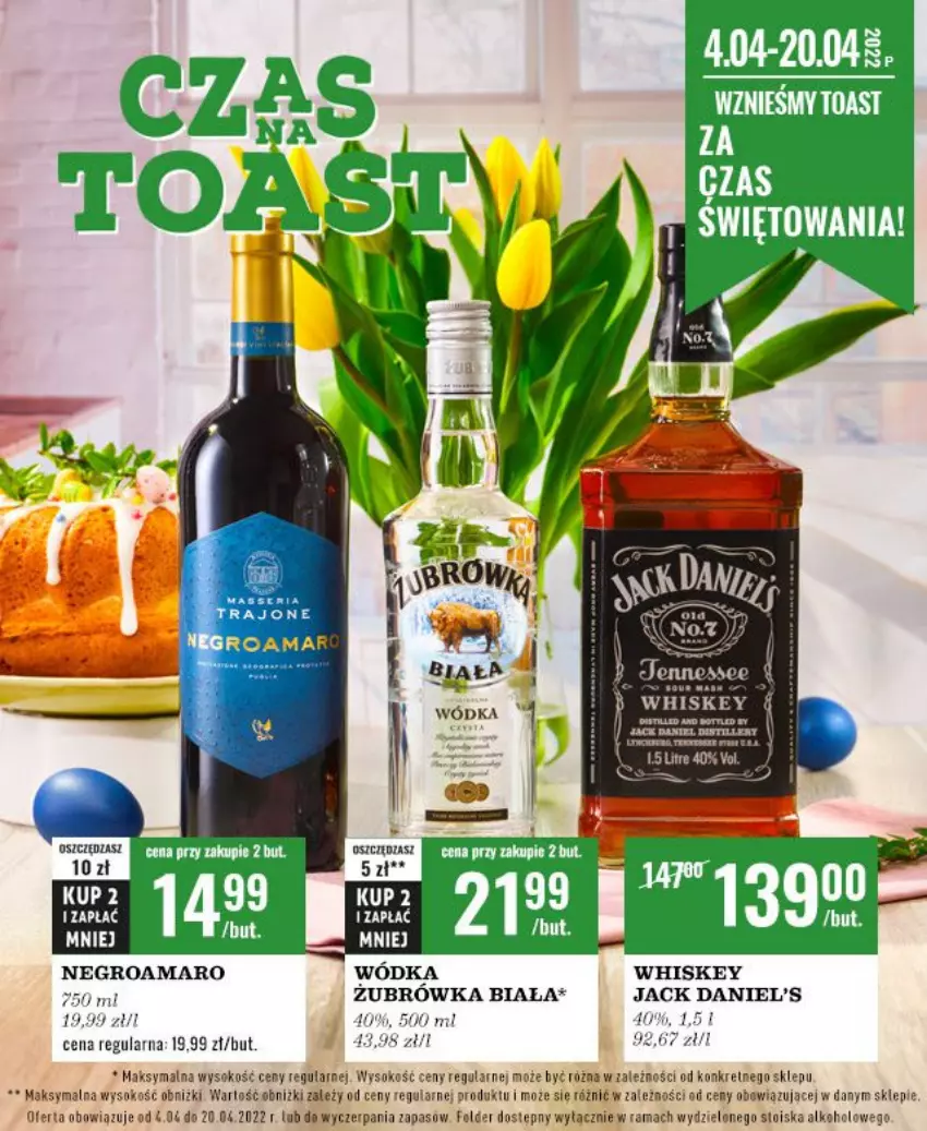 Gazetka promocyjna Biedronka - Czas na Toast - ważna 04.04 do 20.04.2022 - strona 1 - produkty: Jack Daniel's, Kret, Rama, Sok, Whiskey, Wódka