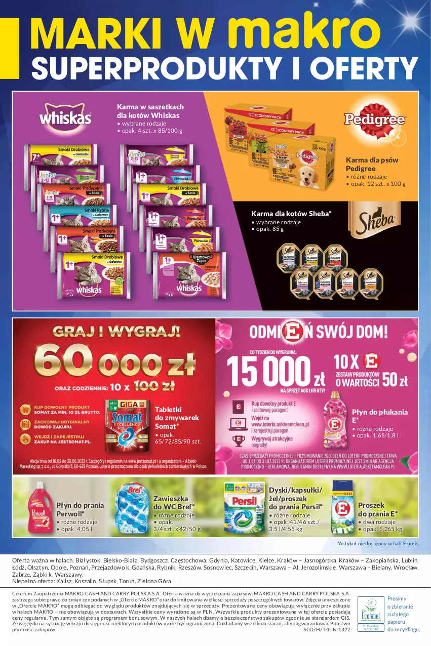 Gazetka promocyjna Makro - [Oferta specjalna] Marki w MAKRO - ważna 14.06 do 27.06.2022 - strona 8 - produkty: Bref, Gra, Kosz, Papier, Pedigree, Persil, Perwoll, Piec, Płyn do płukania, Płyn do prania, Proszek do prania, Rum, Sheba, Somat, Sos, Szal, Tablet, Whiskas, Zawieszka do wc