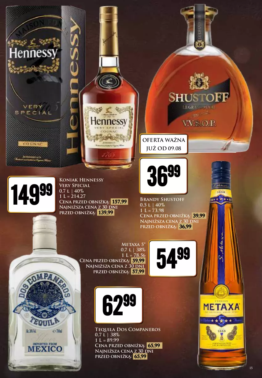 Gazetka promocyjna Dino - Katalog alkoholowy / sierpień 2024 - ważna 09.08 do 17.08.2024 - strona 15 - produkty: Brandy, Metaxa, Tequila