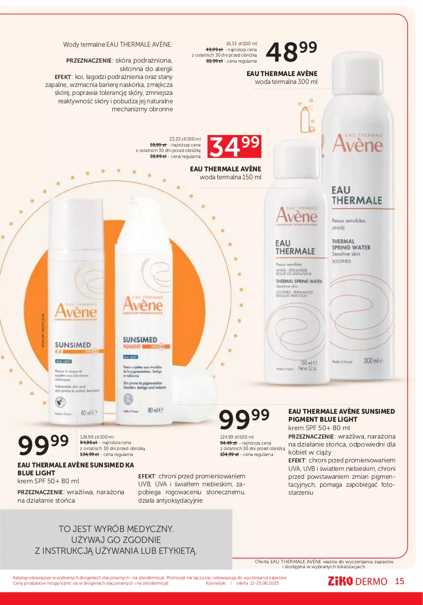 Gazetka promocyjna Ziko - Gazetka Ziko Dermo - ważna 12.06 do 25.06.2025 - strona 15 - produkty: Avène, Woda