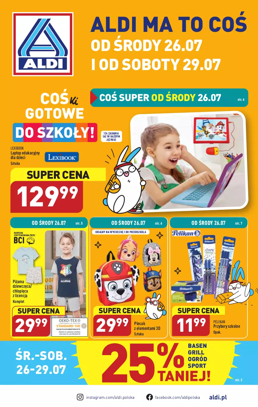 Gazetka promocyjna Aldi - Artykuły przemysłowe i tekstylia - ważna 26.07 do 29.07.2023 - strona 1 - produkty: Dzieci, Fa, Gra, Grill, Ogród, Piżama, Plecak, Por, Sport, Top