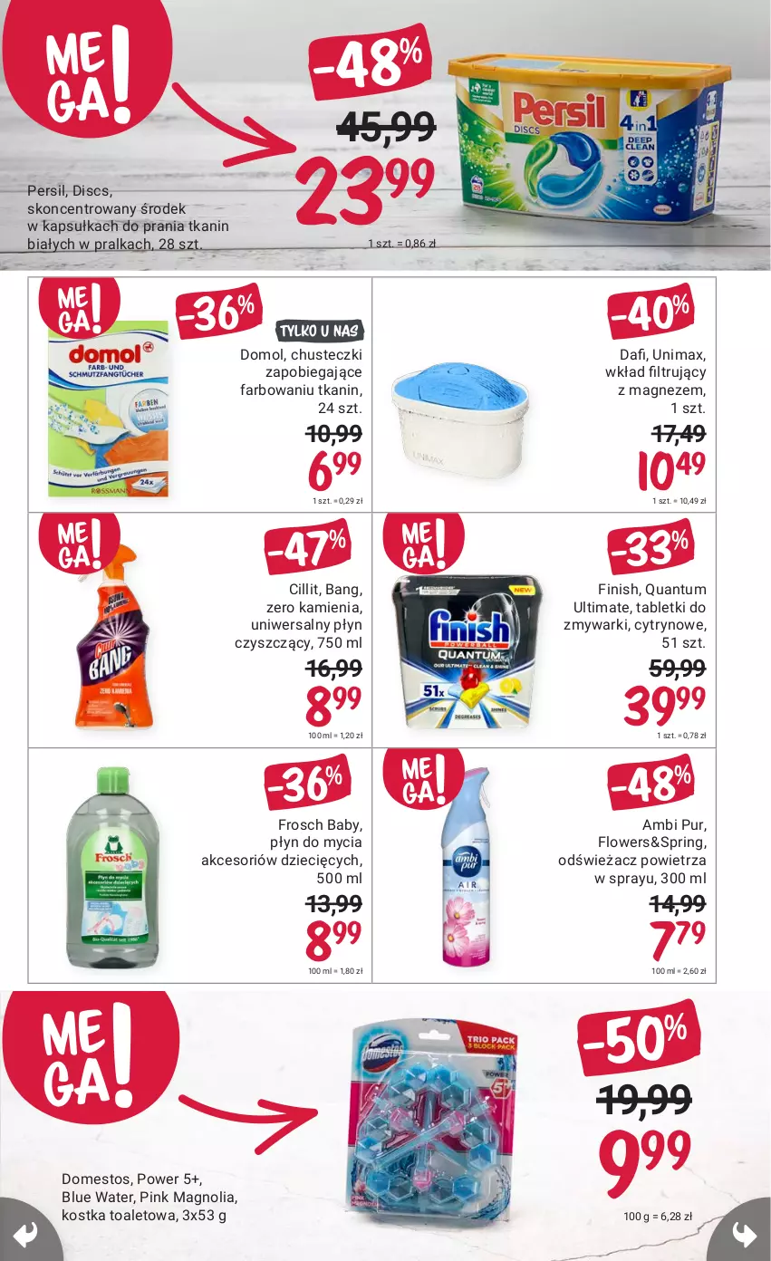 Gazetka promocyjna Rossmann - 16 sierpnia - ważna 16.08 do 31.08.2021 - strona 3 - produkty: Ambi Pur, Chusteczki, Domestos, Domol, Dzieci, Fa, Finish, Frosch, Magnez, Odświeżacz powietrza, Persil, Płyn do mycia, Pralka, Pur, Tablet, Tabletki do zmywarki, Uniwersalny płyn czyszczący, Wkład filtrujący, Zmywarki