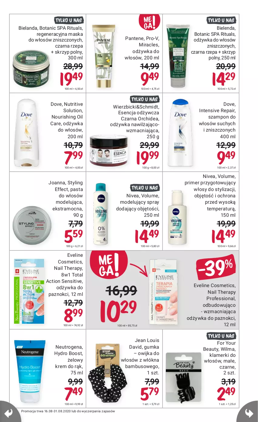 Gazetka promocyjna Rossmann - 16 sierpnia - ważna 16.08 do 31.08.2021 - strona 7 - produkty: BIC, Bielenda, Dove, Eveline, For Your Beauty, Joanna, Krem do rąk, Maska, Maska do włosów, Neutrogena, Nivea, Odżywka, Pantene, Skrzyp polny, Sok, Szampon