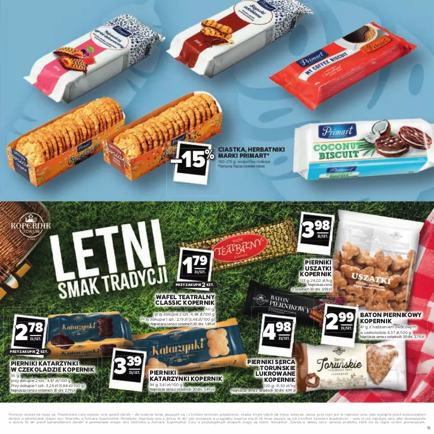 Gazetka promocyjna Stokrotka - Katalog Łap Okazje - ważna 10.07 do 23.07.2025 - strona 11 - produkty: Baton, Ciastka, Herbatniki, Mięso, Owoce, Piernik, Prima, Ser, Warzywa