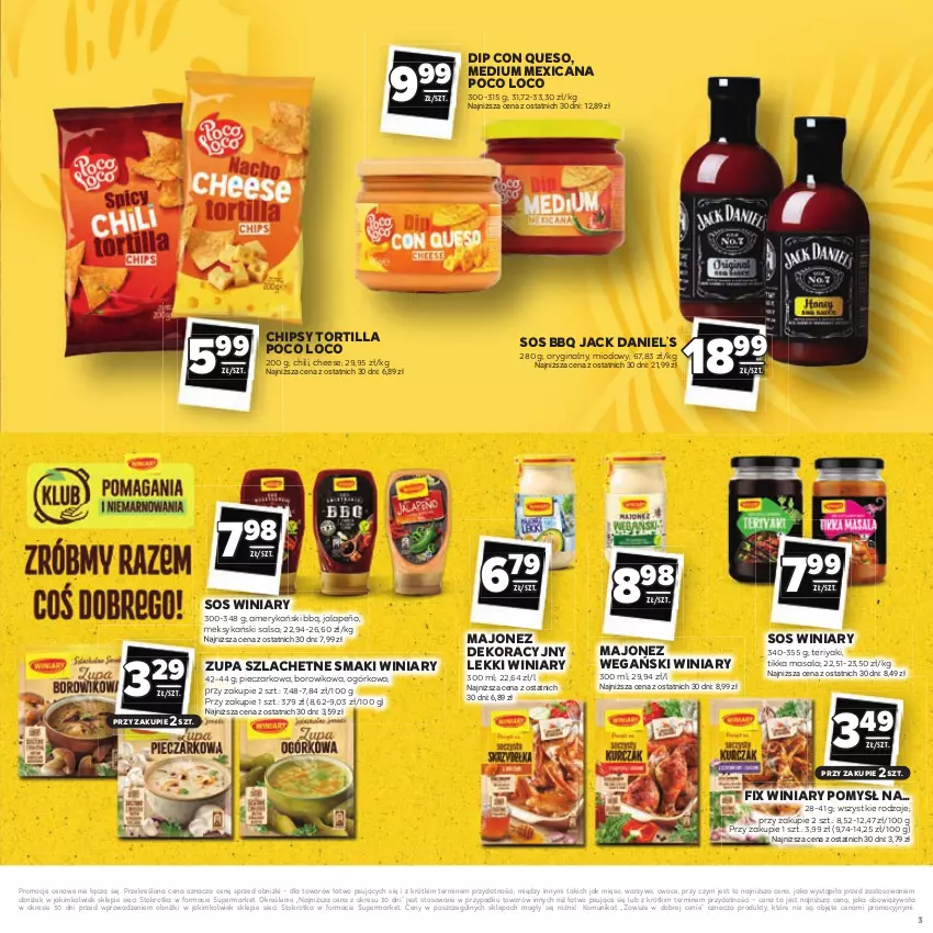 Gazetka promocyjna Stokrotka - Katalog Łap Okazje - ważna 10.07 do 23.07.2025 - strona 3 - produkty: Chipsy, Gin, Majonez, Mięso, Owoce, Piec, Poco Loco, Salsa, Sos, Tortilla, Warzywa, Wiko, Winiary, Zupa