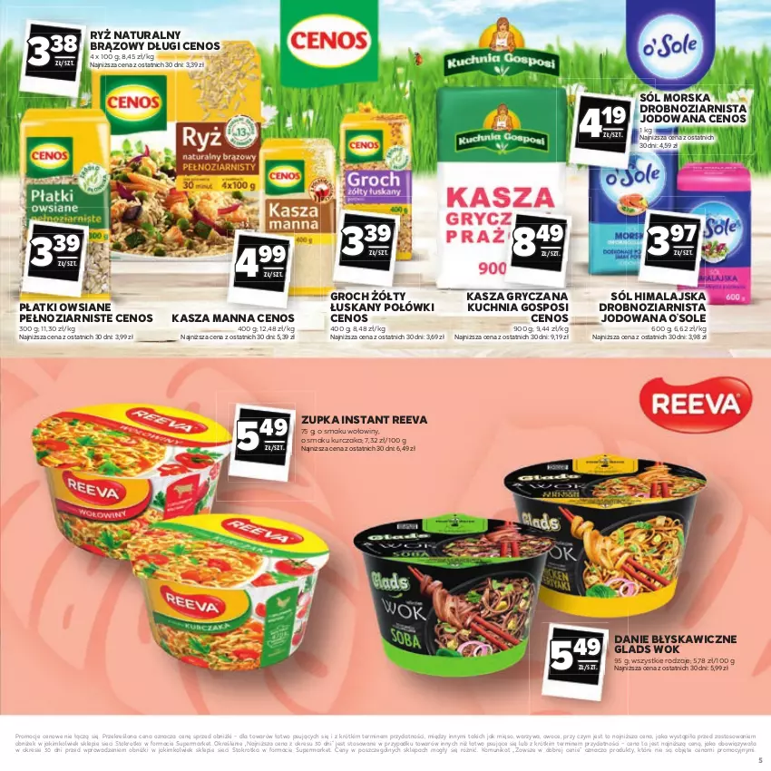 Gazetka promocyjna Stokrotka - Katalog Łap Okazje - ważna 10.07 do 23.07.2025 - strona 5 - produkty: Cenos, Groch, Gry, Kasza, Kasza gryczana, Kuchnia, Kurczak, Mięso, Owoce, Płatki owsiane, Ryż, Ryż naturalny, Sól, Sól himalajska, Warzywa