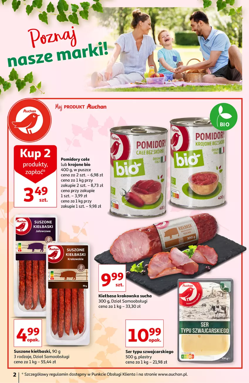 Gazetka promocyjna Auchan - Poznaj Nasze Marki Hipermarkety - ważna 15.07 do 21.07.2021 - strona 2 - produkty: Cars, Kiełbasa, Kiełbasa krakowska, Pomidory, Ser