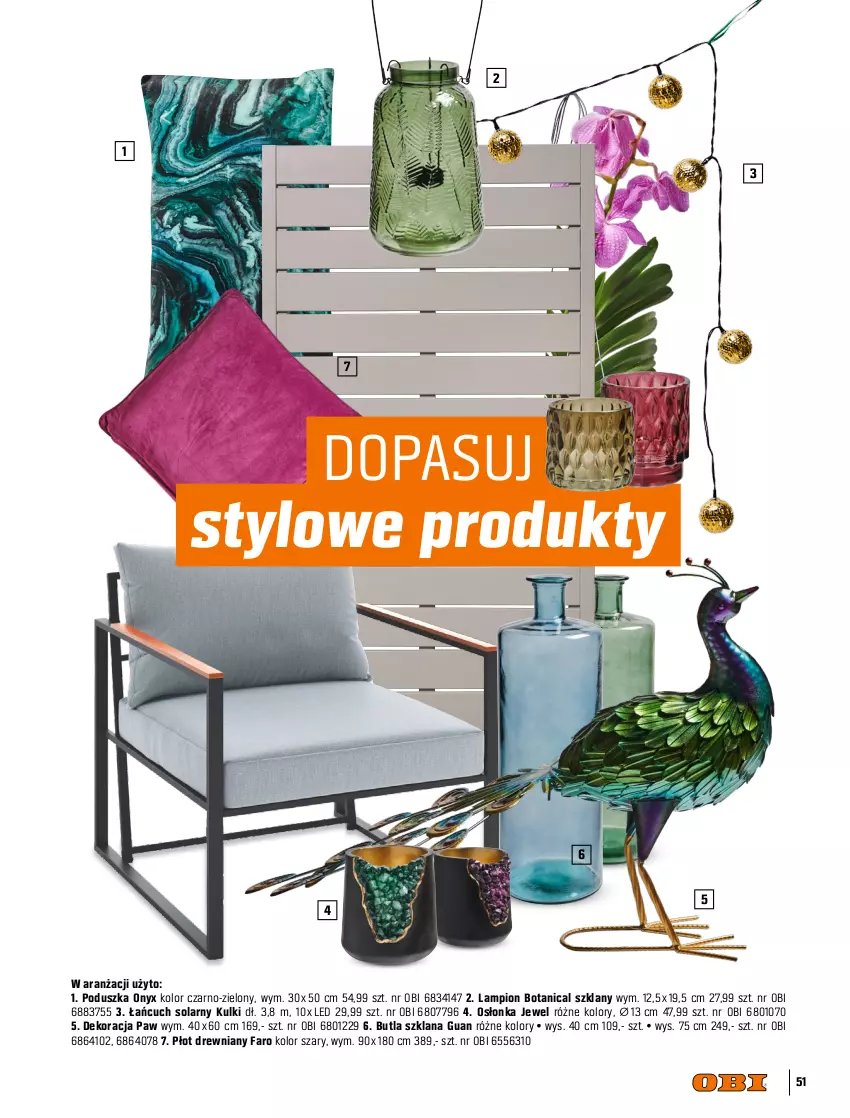 Gazetka promocyjna Obi - Gazetka OBI - ważna 30.03 do 30.09.2022 - strona 51 - produkty: Fa, Fotel, Gres, Gres szkliwiony, Lampion, LANA, Osłonka, Poduszka, Stół