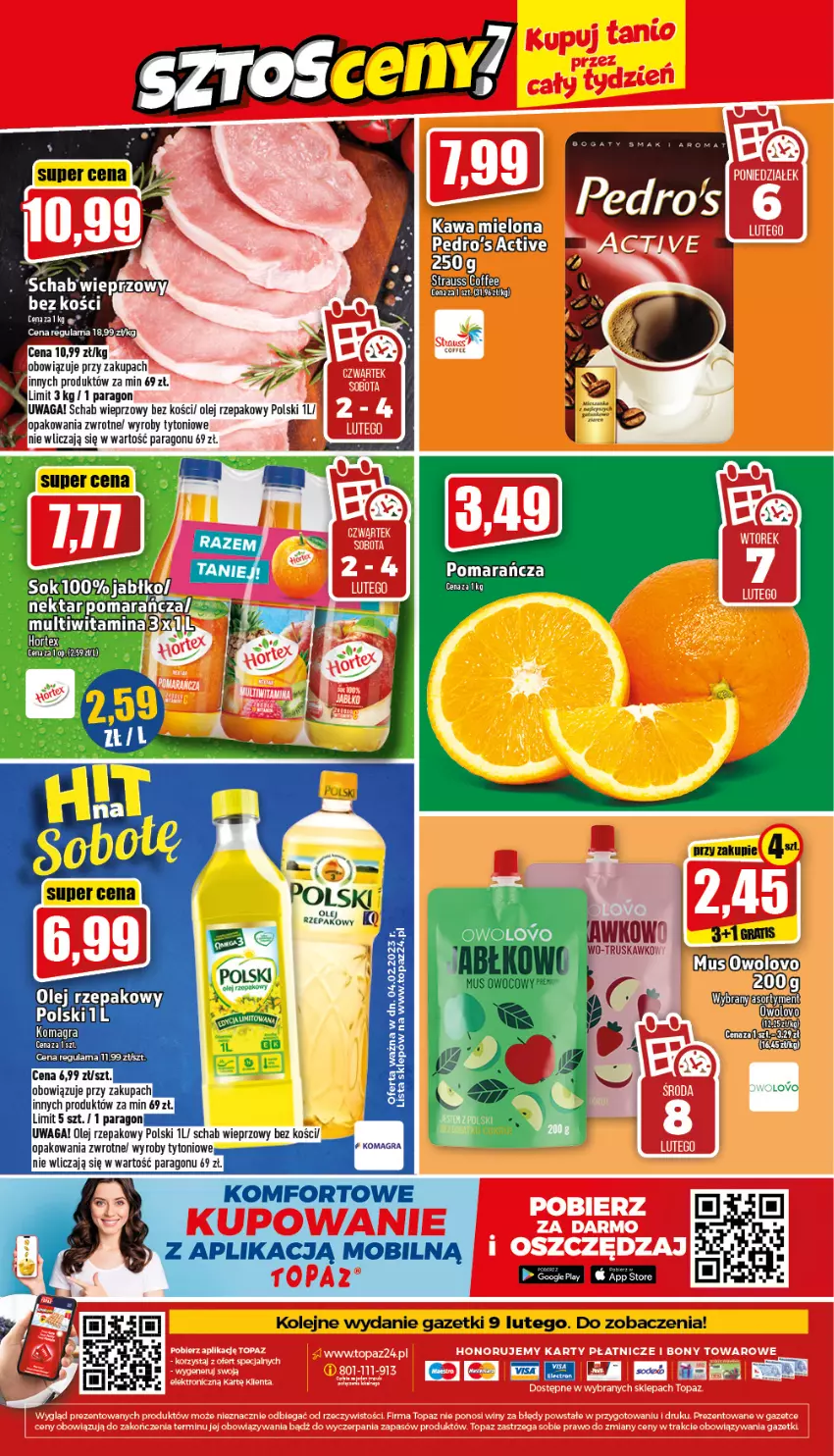 Gazetka promocyjna Topaz - Gazetka - ważna 02.02 do 08.02.2023 - strona 24 - produkty: Kawa, Kawa mielona, Nektar, Olej, Olej rzepakowy, Schab wieprzowy, Waga