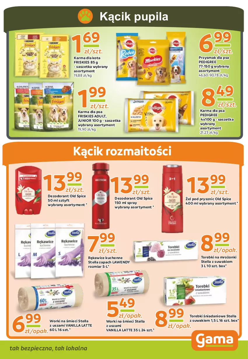 Gazetka promocyjna Gama - Gazetka Gama - ważna 03.07.2023 do 22.06.2024 - strona 9 - produkty: Danio, Dezodorant, Friskies, Old Spice, Pedigree, Piec, Przysmak dla psa, Rękawice, Worki na śmiec, Worki na śmieci