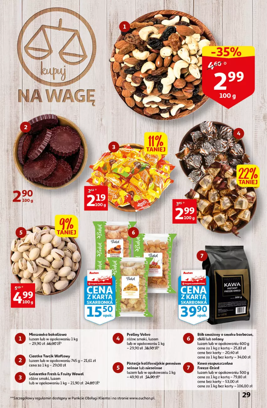 Gazetka promocyjna Auchan - Gazetka Wielkie Porządki w niskich cenach Hipermarket Auchan - ważna 16.02 do 22.02.2023 - strona 29 - produkty: Ciastka, Gala, Galaretka, Kawa, Kawa rozpuszczalna, Mieszanka bakaliowa, Pistacje, Praliny, Wawel