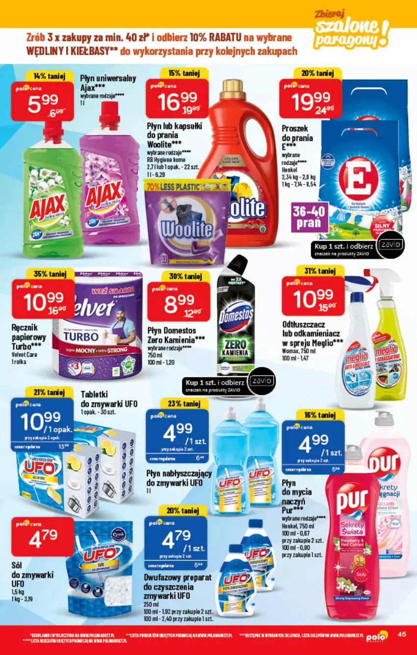 Gazetka promocyjna PoloMarket - Gazetka pomocyjna - ważna 09.03 do 15.03.2022 - strona 45 - produkty: Domestos, Fa, Kret, Odkamieniacz, Odtłuszczacz, Papier, Płyn nabłyszczający, Preparat do czyszczenia, Pur, Ręcznik, Tablet, Tabletki do zmywarki, Woolite, Zmywarki