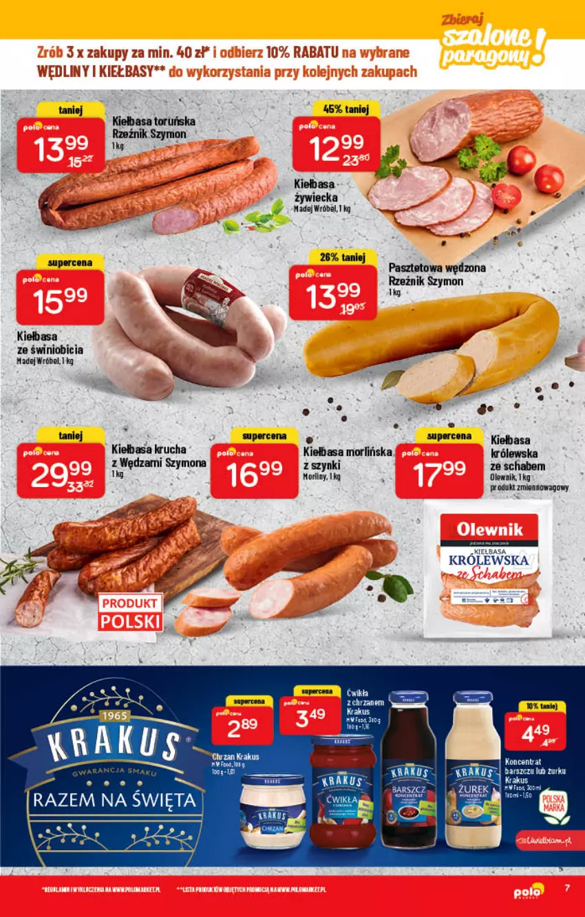 Gazetka promocyjna PoloMarket - Gazetka pomocyjna - ważna 09.03 do 15.03.2022 - strona 7 - produkty: BIC, Kiełbasa, Kiełbasa krucha, Krakus, Madej Wróbel, Morliny, Olewnik, Pasztet