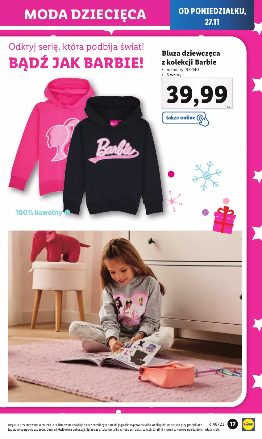 Gazetka promocyjna Lidl - GAZETKA - ważna 27.11 do 02.12.2023 - strona 19 - produkty: Barbie, Bluza, Dzieci, Moda, Ser