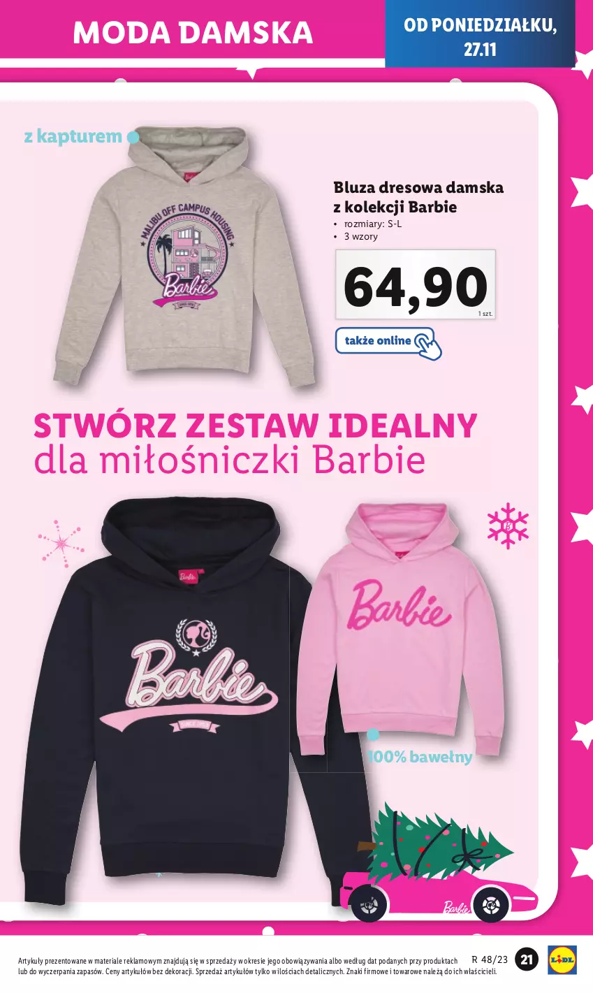 Gazetka promocyjna Lidl - GAZETKA - ważna 27.11 do 02.12.2023 - strona 23 - produkty: Barbie, Bluza, Bluza dresowa, Dres, Moda