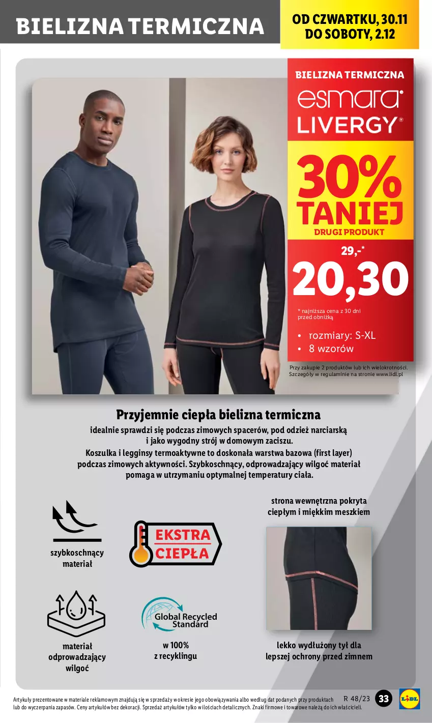 Gazetka promocyjna Lidl - GAZETKA - ważna 27.11 do 02.12.2023 - strona 39 - produkty: Acer, Bielizna, Gin, Kosz, Koszulka, Legginsy, LG