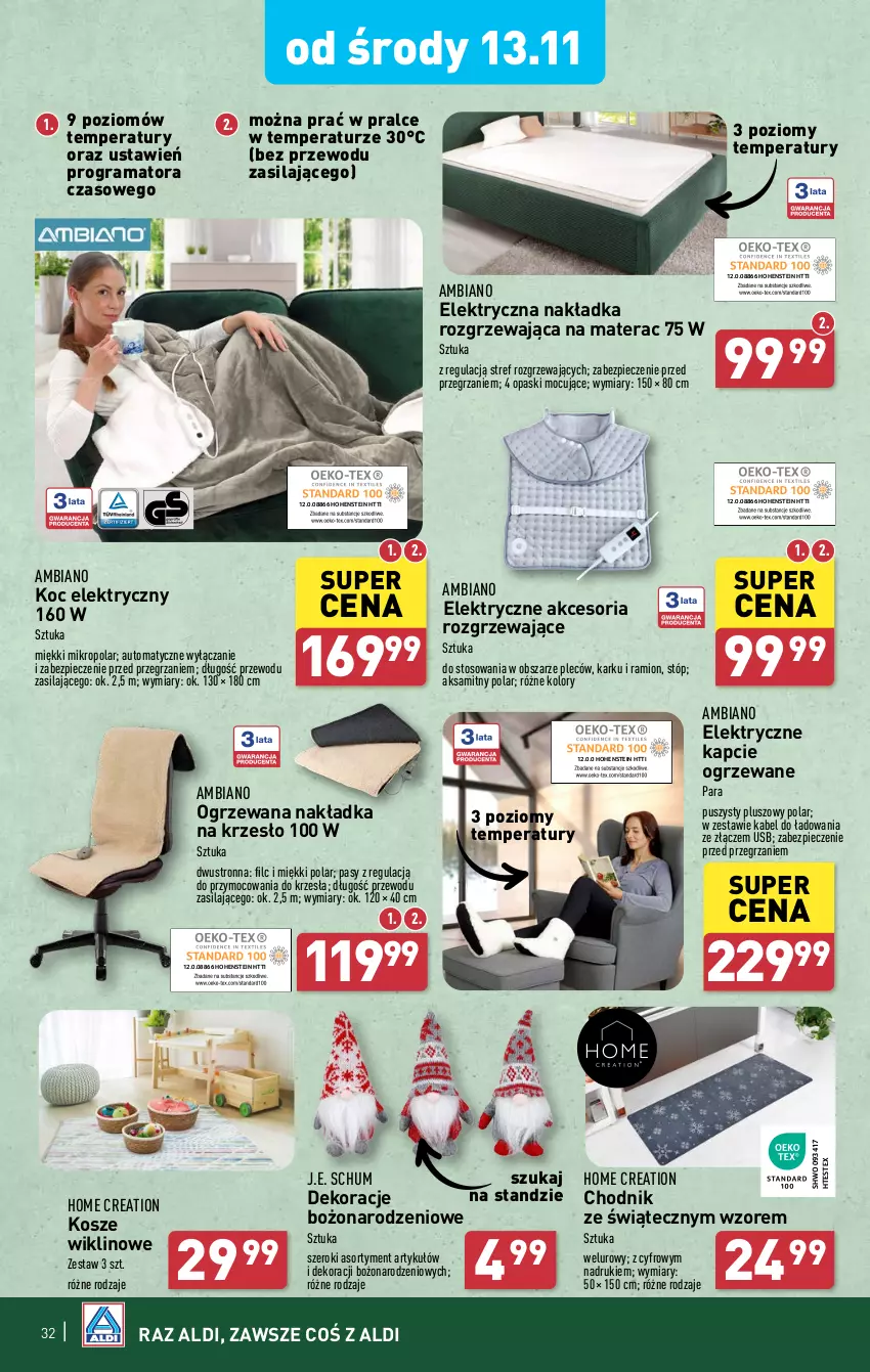 Gazetka promocyjna Aldi - Pełna oferta - ważna 12.11 do 16.11.2024 - strona 32 - produkty: Aksam, Chodnik, Gra, Kapcie, Koc, Kosz, Krzesło, Materac, Piec, Rama, Tera