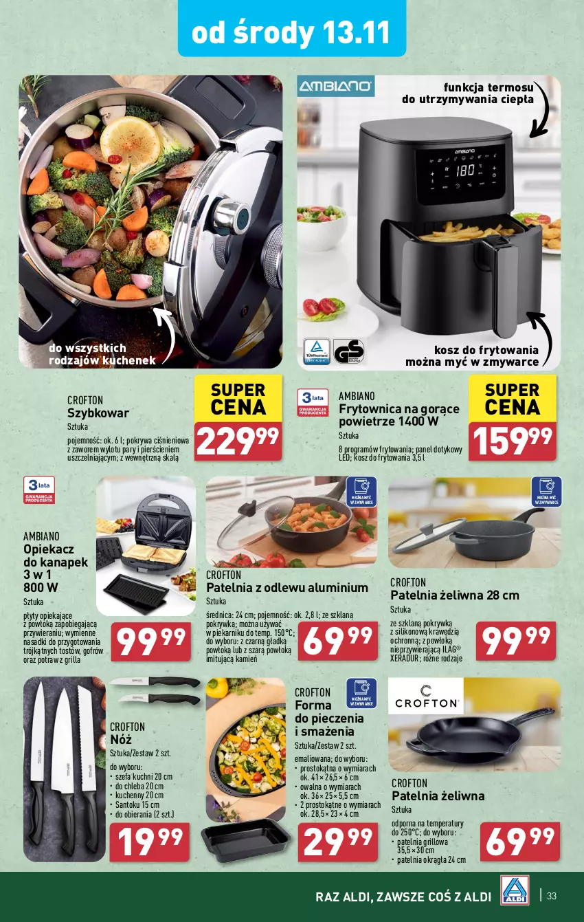 Gazetka promocyjna Aldi - Pełna oferta - ważna 12.11 do 16.11.2024 - strona 33 - produkty: Chleb, Fa, Forma do pieczenia, Gra, Grill, Kosz, Opiekacz do kanapek, Patelnia, Patelnia grillowa, Piec, Piekarnik, Pokrywa, Por, Szybkowar, Termos