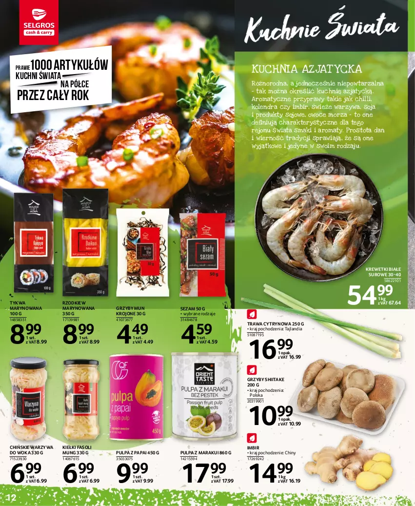 Gazetka promocyjna Selgros - Kuchnie świata - ważna 19.01 do 01.02.2023 - strona 12 - produkty: Fa, Fasoli mung, Grzyby, Grzyby mun, Grzyby shiitake, Imbir, Kiełki, Kolendra, Krewetki, Kuchnia, Owoce, Owoce morza, Przyprawy, Sezam, Warzywa, Warzywa do woka