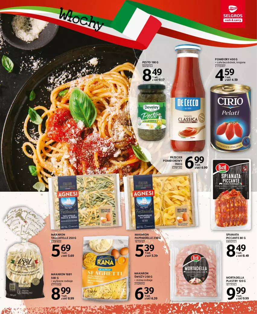 Gazetka promocyjna Selgros - Kuchnie świata - ważna 19.01 do 01.02.2023 - strona 3 - produkty: Dell, Makaron, Mortadella, Pesto, Pomidory, Tagliatelle