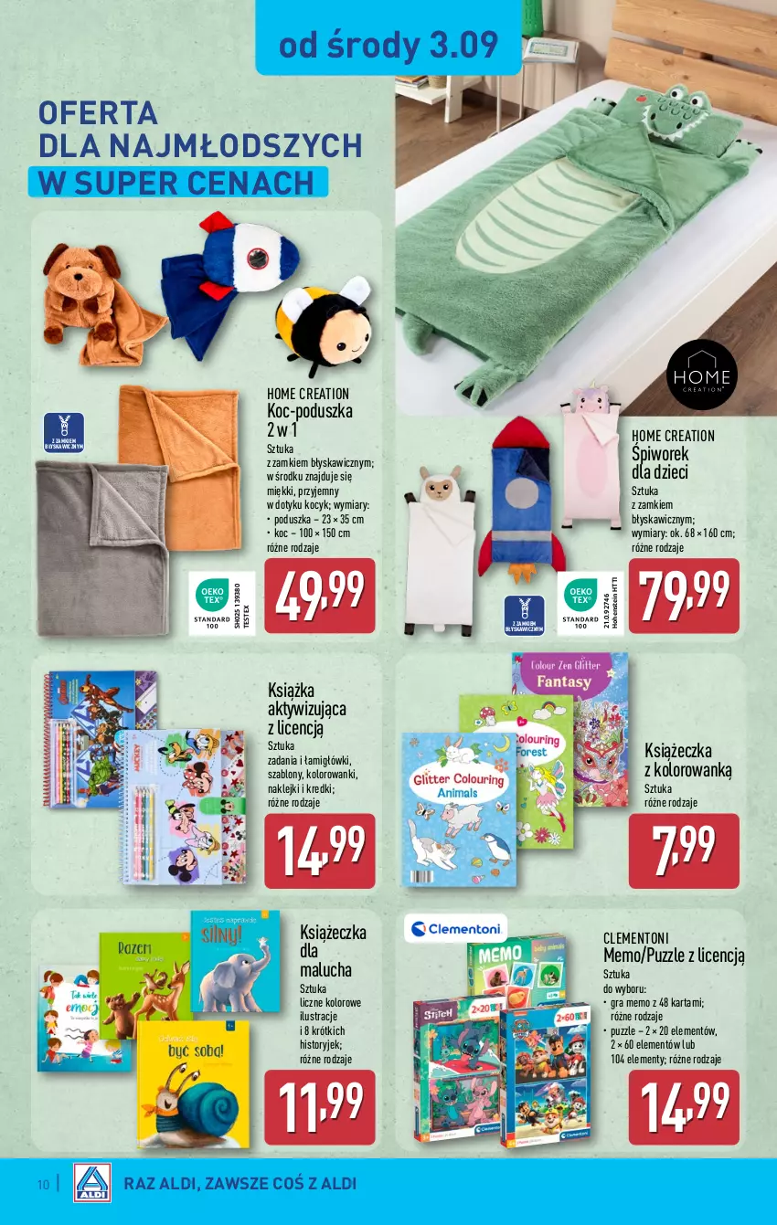 Gazetka promocyjna Aldi - Artykuły przemysłowe i tekstylia - ważna 03.09 do 06.09.2025 - strona 10 - produkty: Dzieci, Gra, Klej, Koc, Książka, Piwo, Poduszka, Puzzle