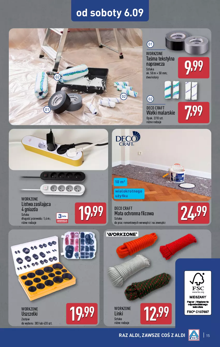Gazetka promocyjna Aldi - Artykuły przemysłowe i tekstylia - ważna 03.09 do 06.09.2025 - strona 15 - produkty: Listwa, Mata ochronna