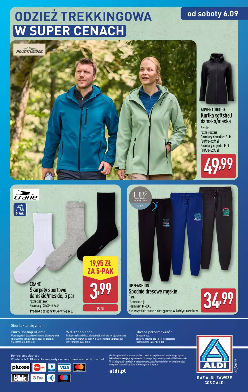 Gazetka promocyjna Aldi - Artykuły przemysłowe i tekstylia - ważna 03.09 do 06.09.2025 - strona 16 - produkty: Biuro, Dres, Fa, Karp, Kurtka, Kurtka softshell, O nas, Por, Spodnie, Spodnie dresowe, Sport